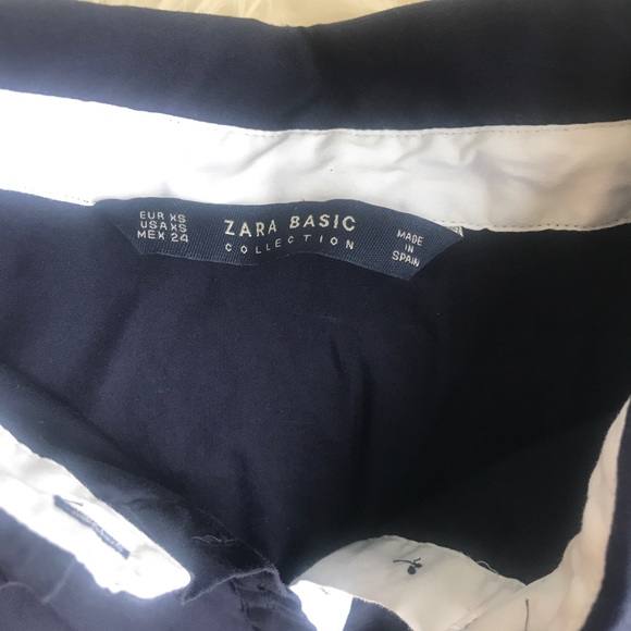Zara navy half button down blouse xs - Picture 3 of 5
